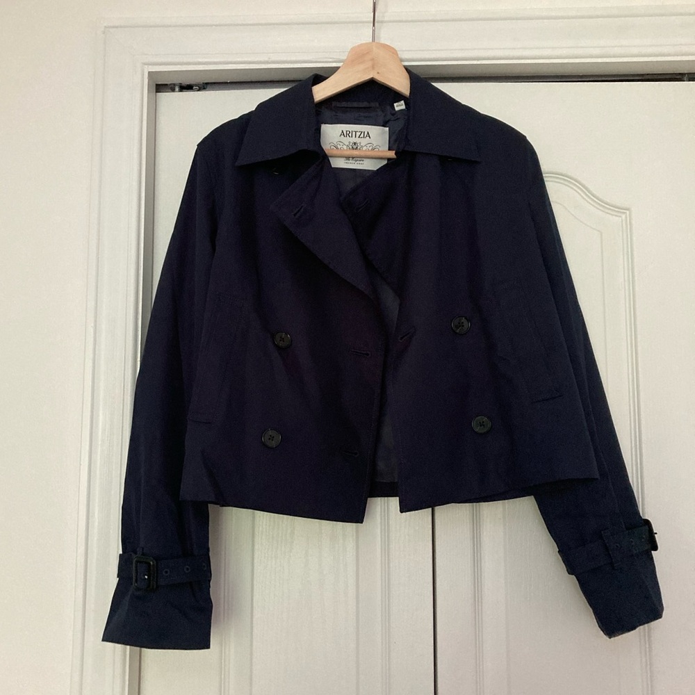 Aritzia Wilfred “esquire” trench, navy, size XS